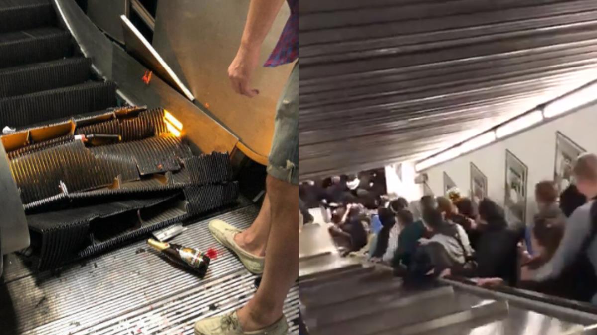 驚悚!羅馬地鐵電扶梯塌陷 尖叫聲四起20人疊人掛彩