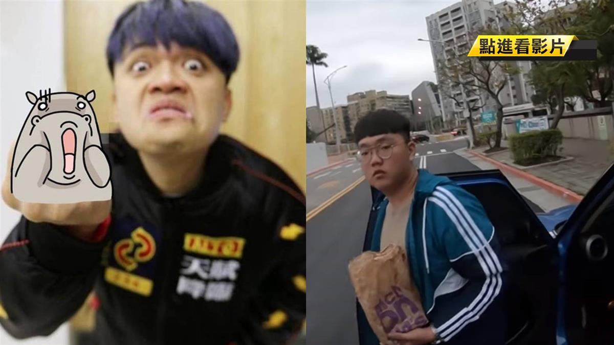 蔡阿嘎險撞上車門 氣炸砸安全帽…爆頭薯條哥