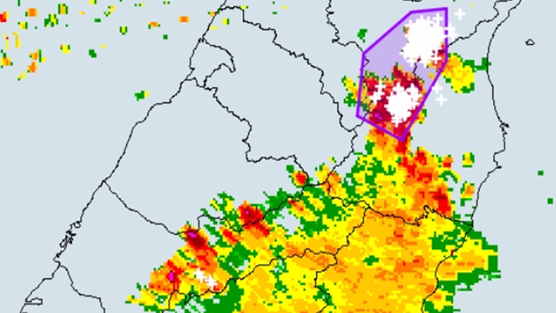▲▼氣象局對3縣市發布大雷雨即時訊息。（圖／中央氣象局）