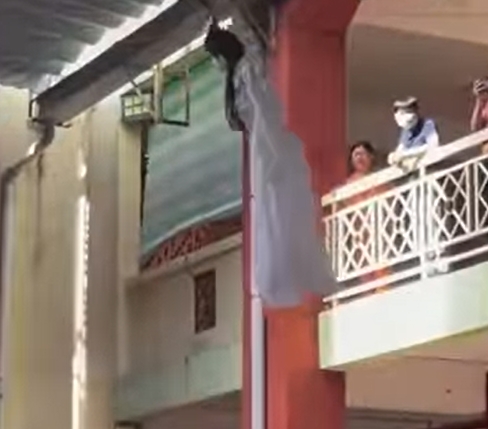 ▼有網友扮成嫦娥，用繩索穿越會場。（圖／翻攝自Shy臉書）