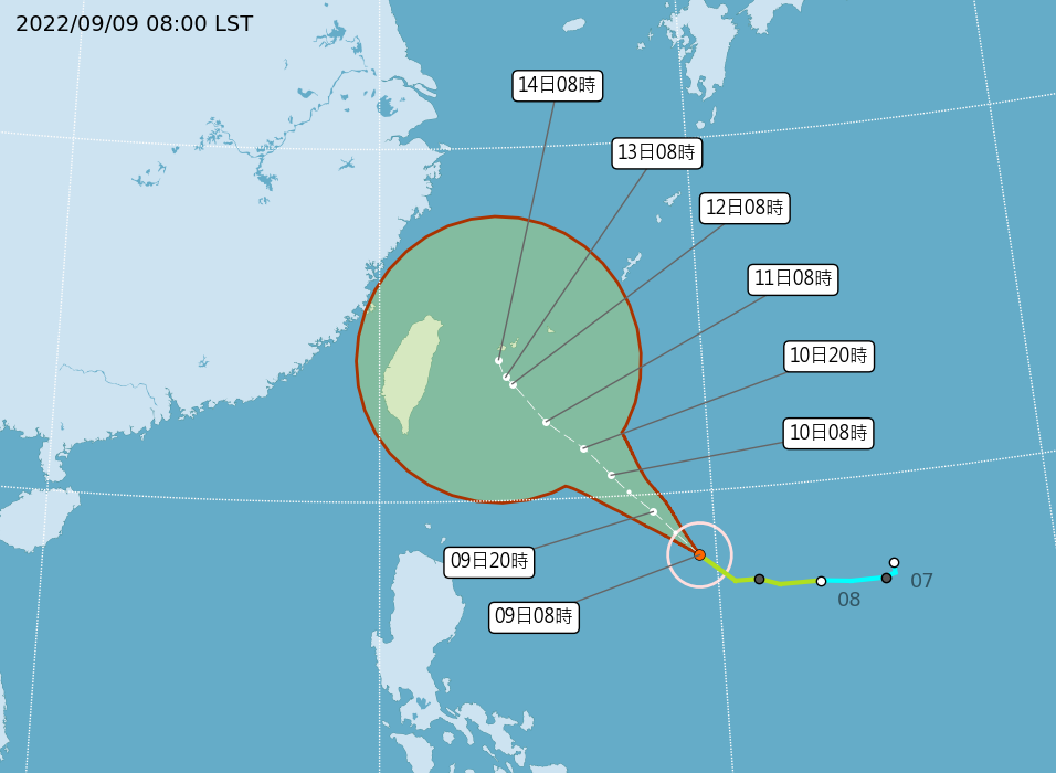 ▼若颱風再偏西一些，便可能發布海警。（圖／氣象局）