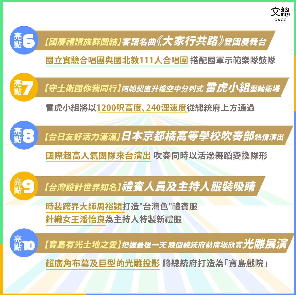 ▼表演活動從早到晚，要讓民眾度過最充實的國慶假期。（圖／翻攝自中華文化總會臉書）