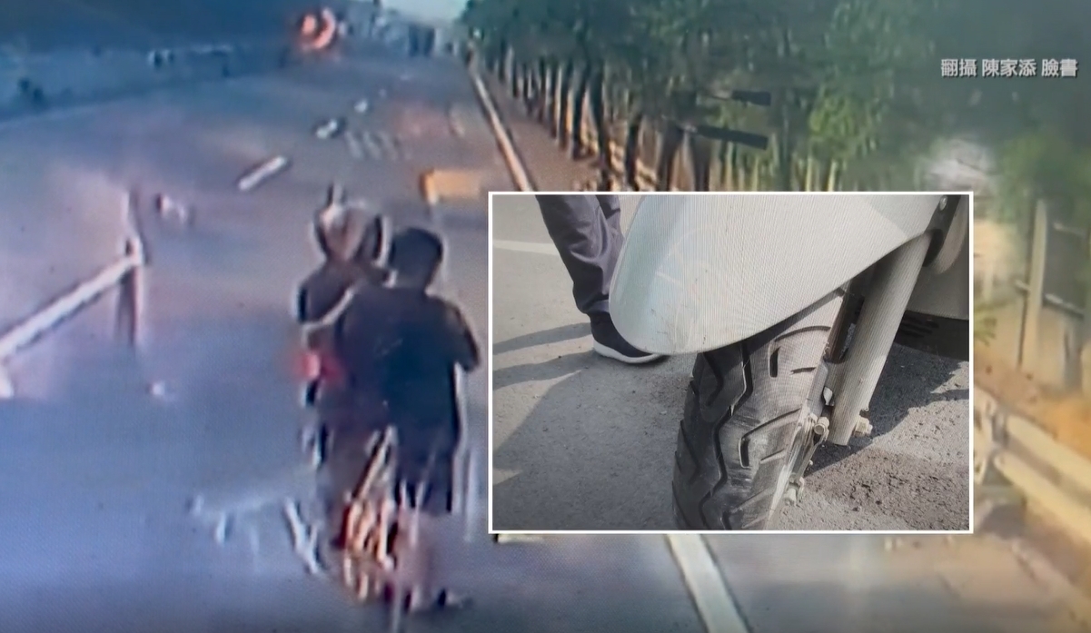 ▼警方根據機車的綠色痕跡懷疑司機是肇事者。（圖／東森新聞）