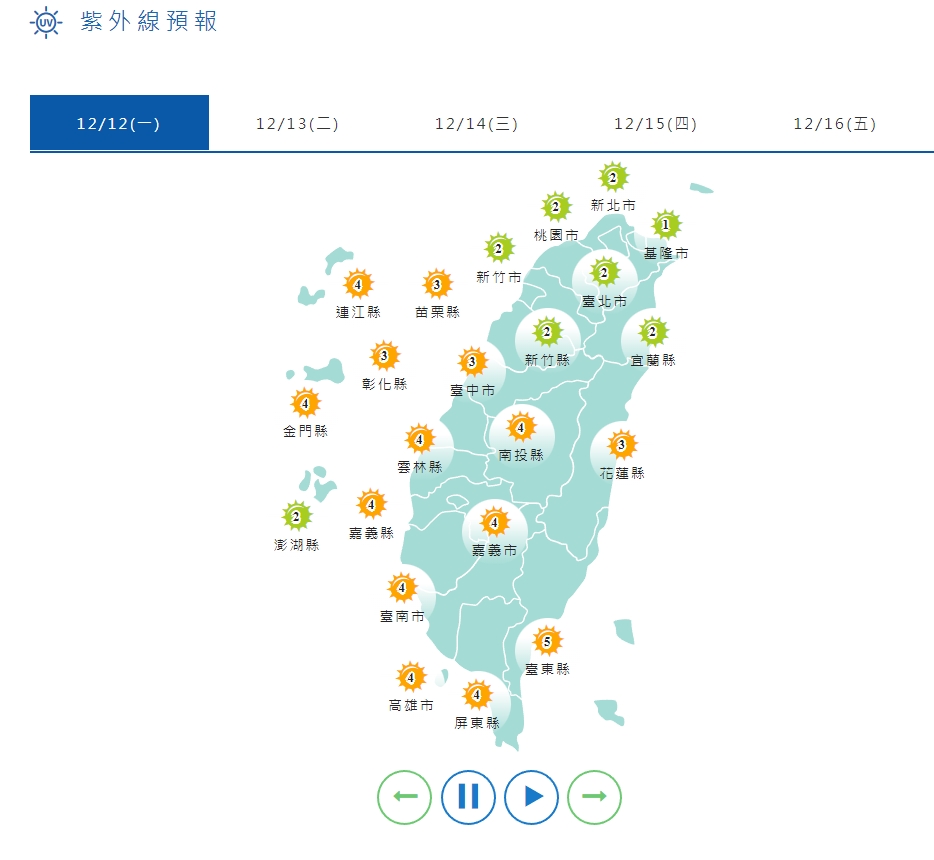 ▼明日太陽並不強烈。（圖／翻攝自中央氣象局）