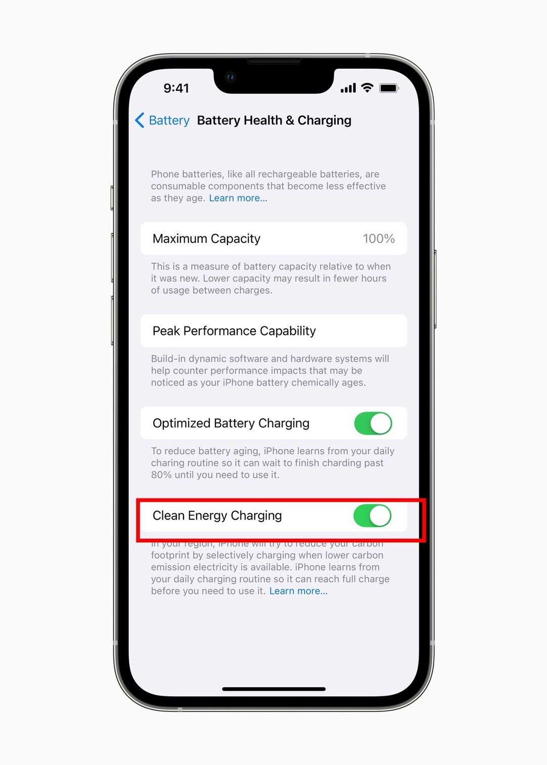 ▼「清潔能源充電」目的在於減少碳足跡。（圖／翻攝自蘋果官網）