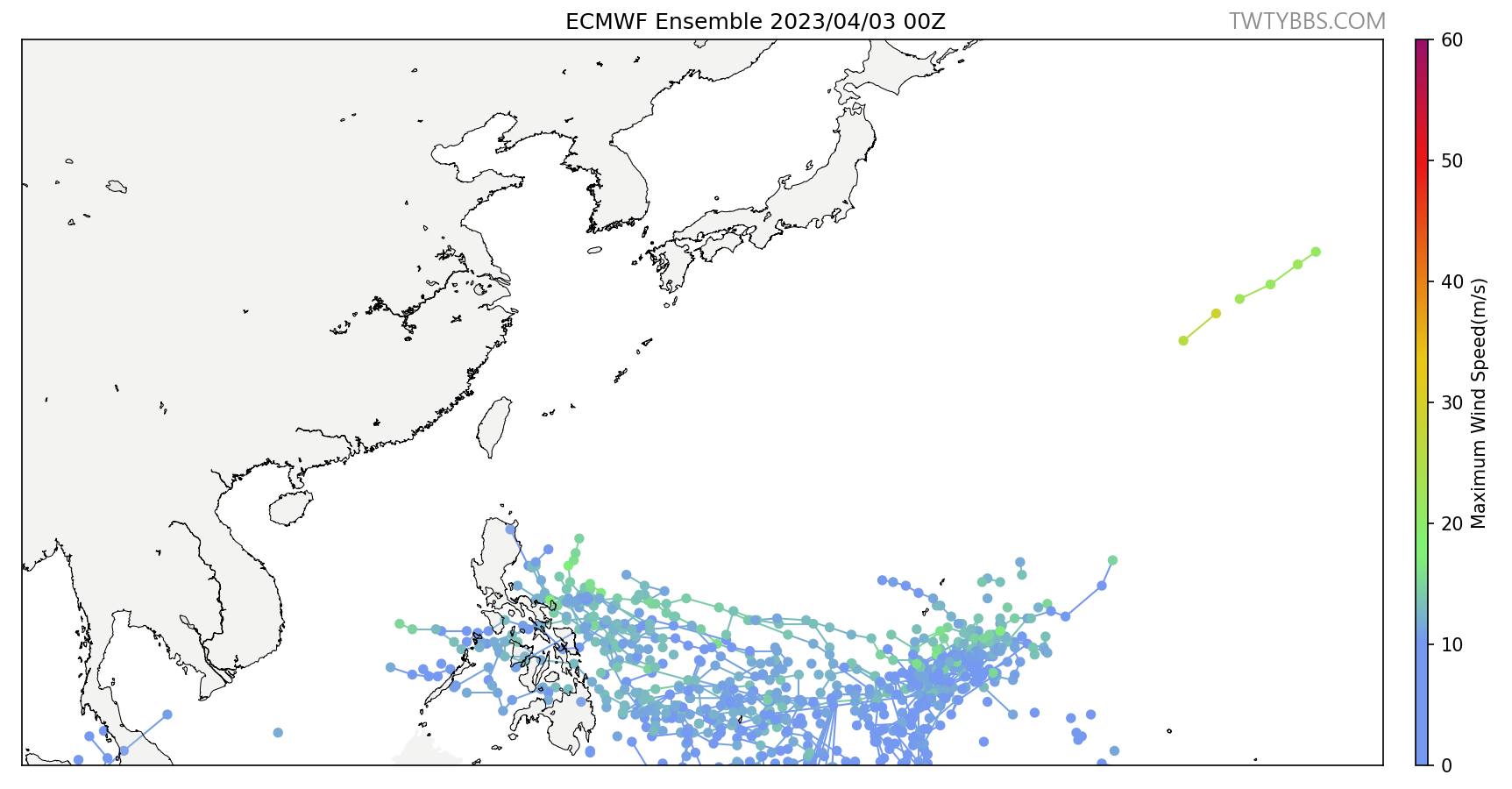 ▼10號之後菲律賓東南方到關島之間，熱帶擾動有活躍趨勢。（圖／翻攝自台灣颱風論壇｜天氣特急臉書）