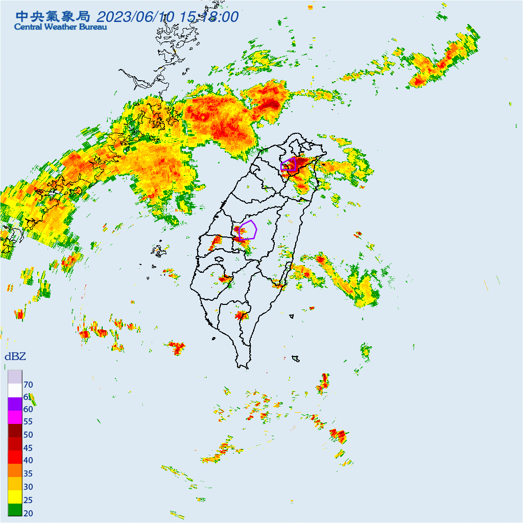 ▼氣象局針對南投縣發布大雷雨即時訊息。（圖／氣象局提供）