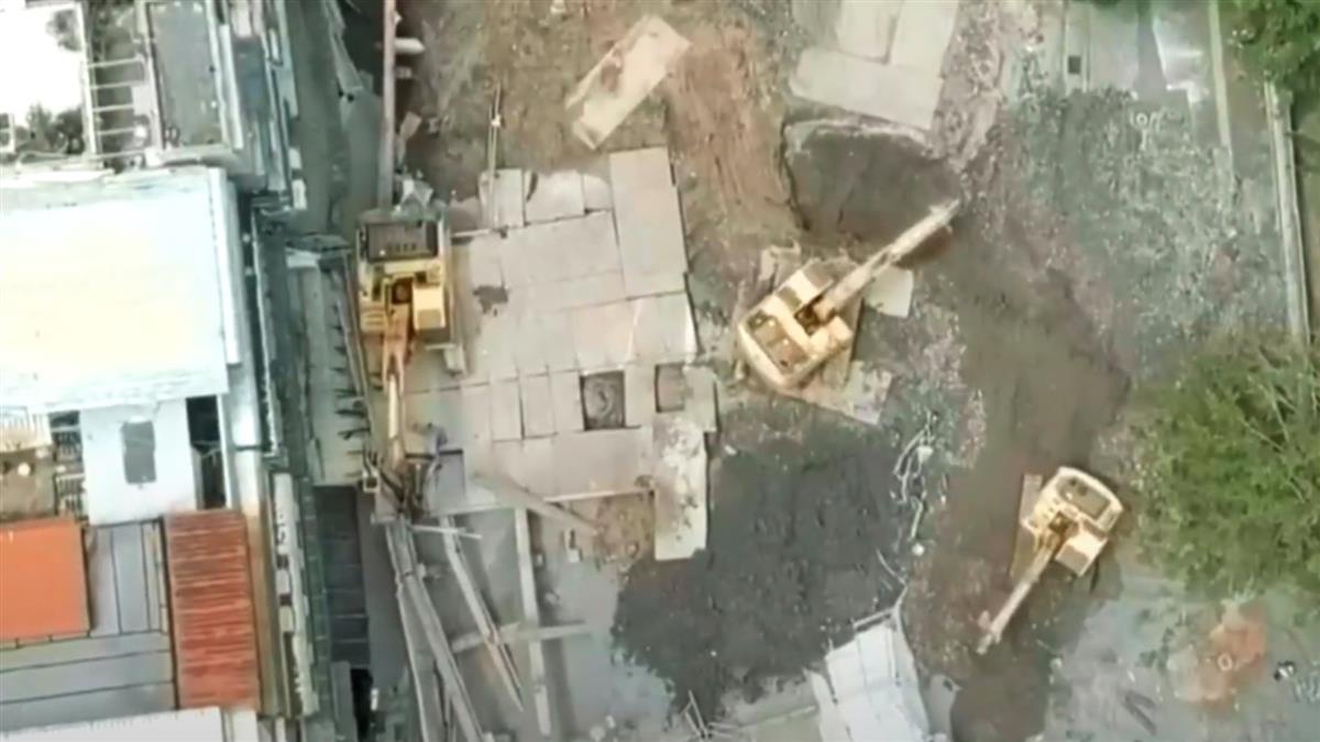 直擊！無人機曝大直塌陷現況 松機暫停起降20分鐘