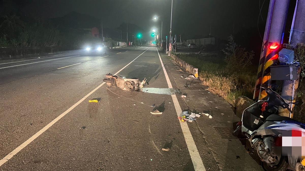 高雄機車國慶日自撞！騎士連人帶車滑行 頭部重創昏迷