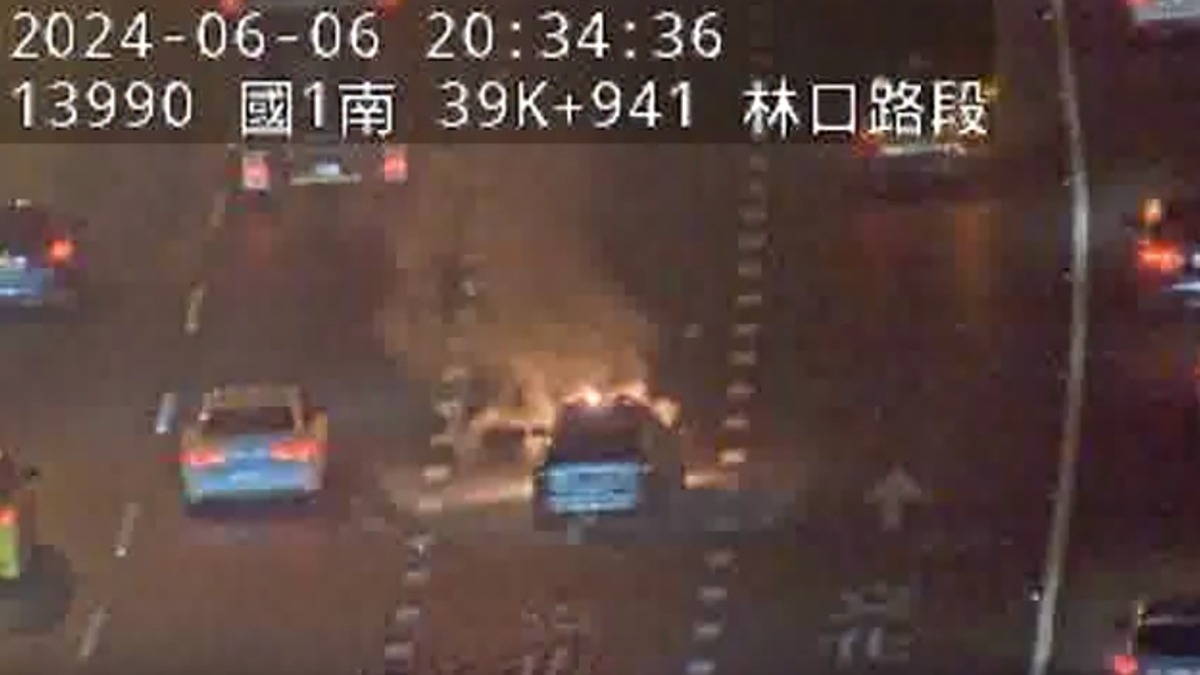 國道1號南向40.1公里處發生火燒車意外。（圖／翻攝自高公局1968）