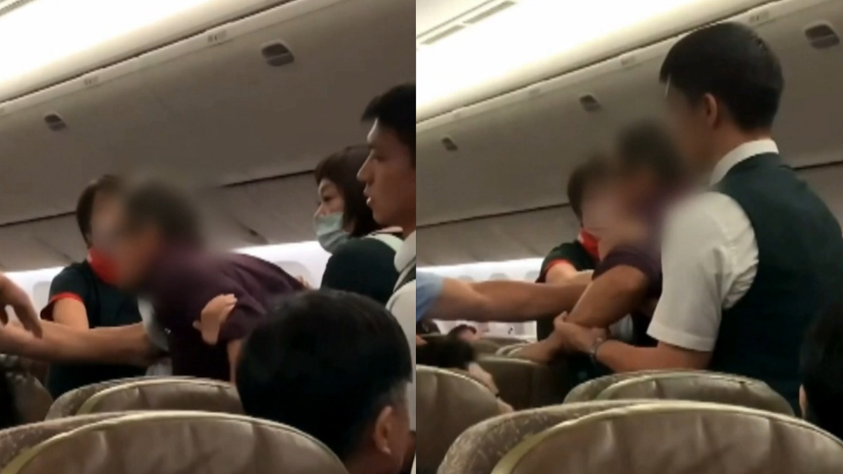 國際航空7月4日一架要飛往多倫多的航班，有名乘客疑似喝醉酒。（圖／翻攝自 Threads ＠Celine）