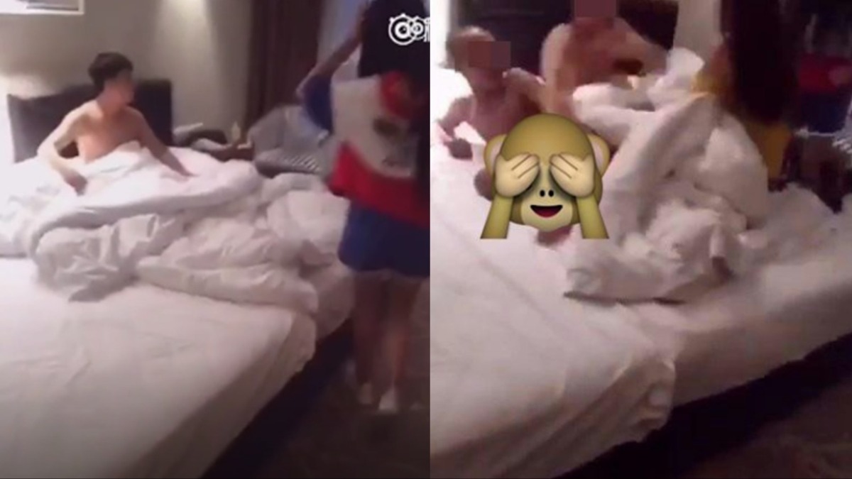 一名人妻抓猴，竟發現小三是光頭男。（圖／翻攝自搞笑放映厅微博）