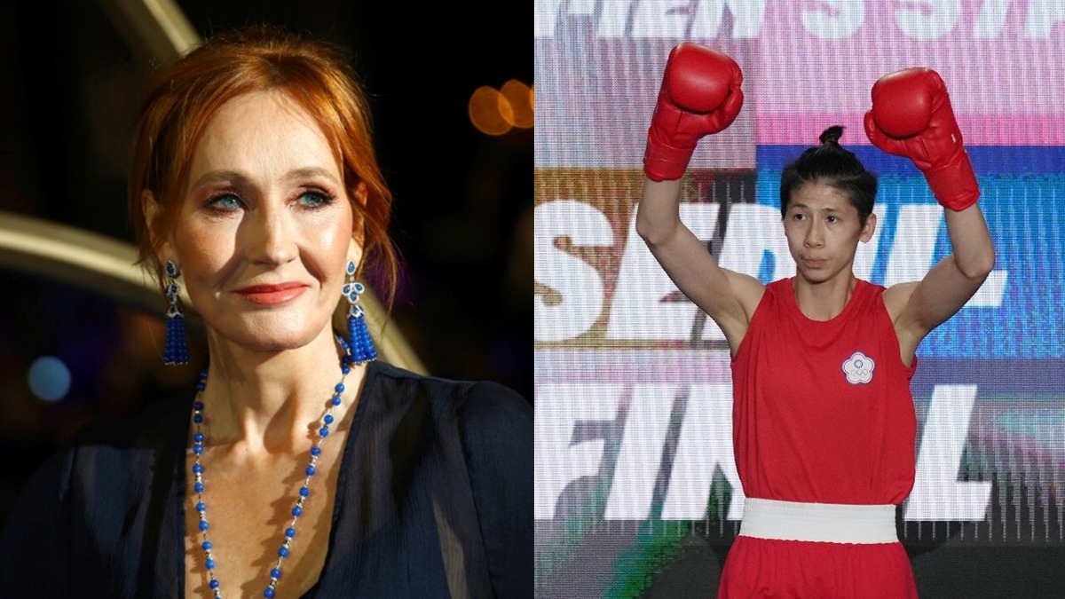 《哈利波特》作者J. K.羅琳（左）先前公開質疑林郁婷（右）的性別。（左圖／美聯社、右圖／中華奧會提供）