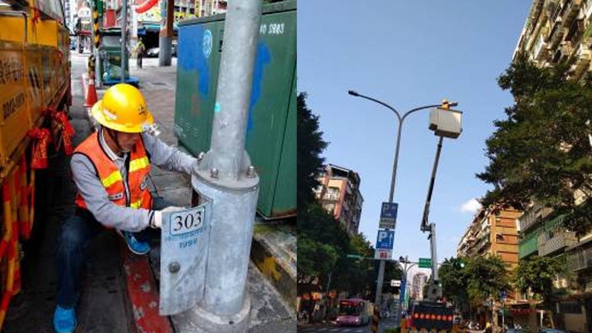 臺北市工務局公園路燈工程管理處路燈工程隊管理員李再成工作已經有17年，回想當初太太臨盆的時候，比預產期早了幾天，沒有請假陪產，「但是這17年來，維護路燈我一天都沒缺席。」（圖／台北市政府提供）