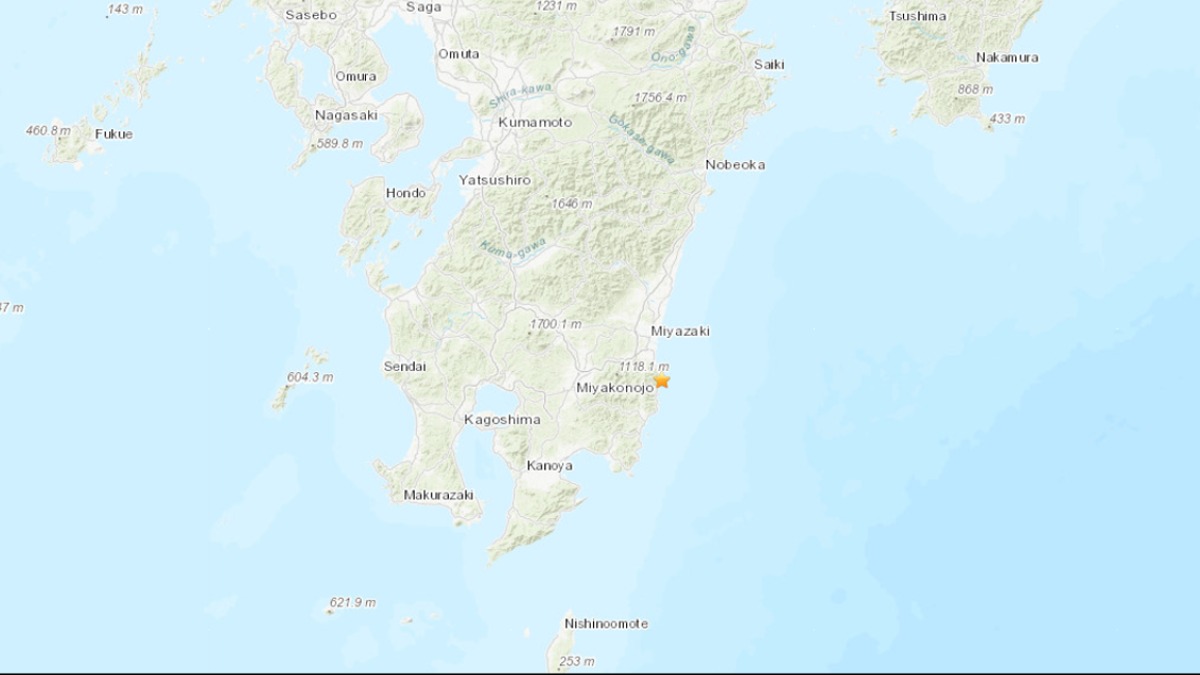 日本於當地時間今（8）日下午16時43分發生規模7.1地震。（圖／USGS）