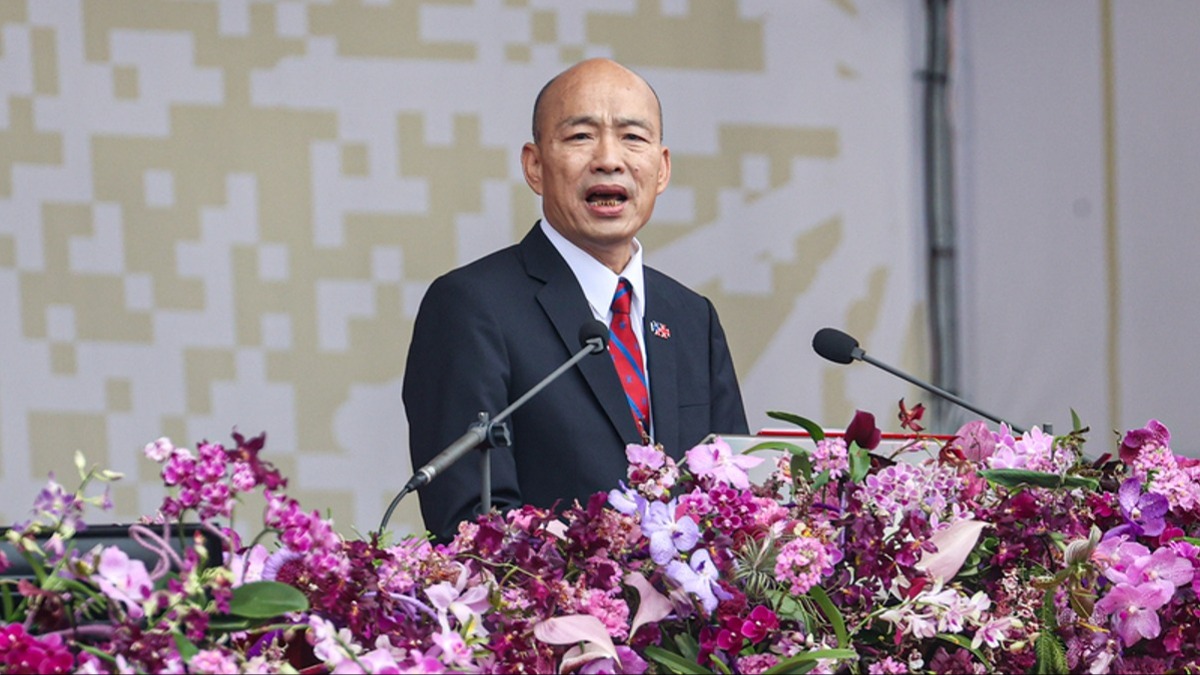 立法院長韓國瑜致詞幾乎不看稿。（圖／中央社）