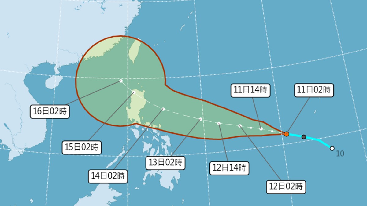 熱帶性低氣壓TD29的路徑潛勢預報。（圖／氣象署）