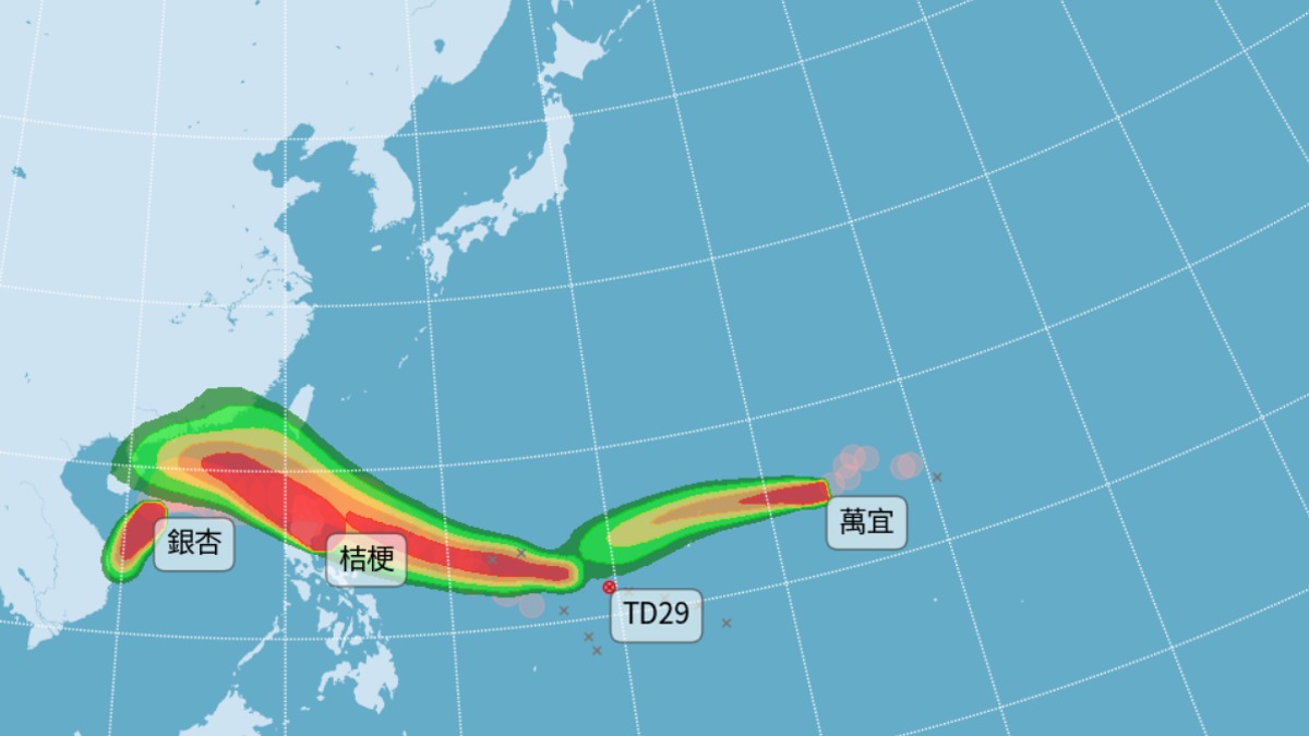 都十一月了，恐怕有四個颱風共存，即將生成的「天兔颱風」，未來不排除將會威脅台灣。（圖／中央氣象署）