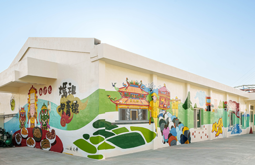 全國首座白沙屯媽祖授權的Q版媽祖彩繪牆。（圖／業者提供）