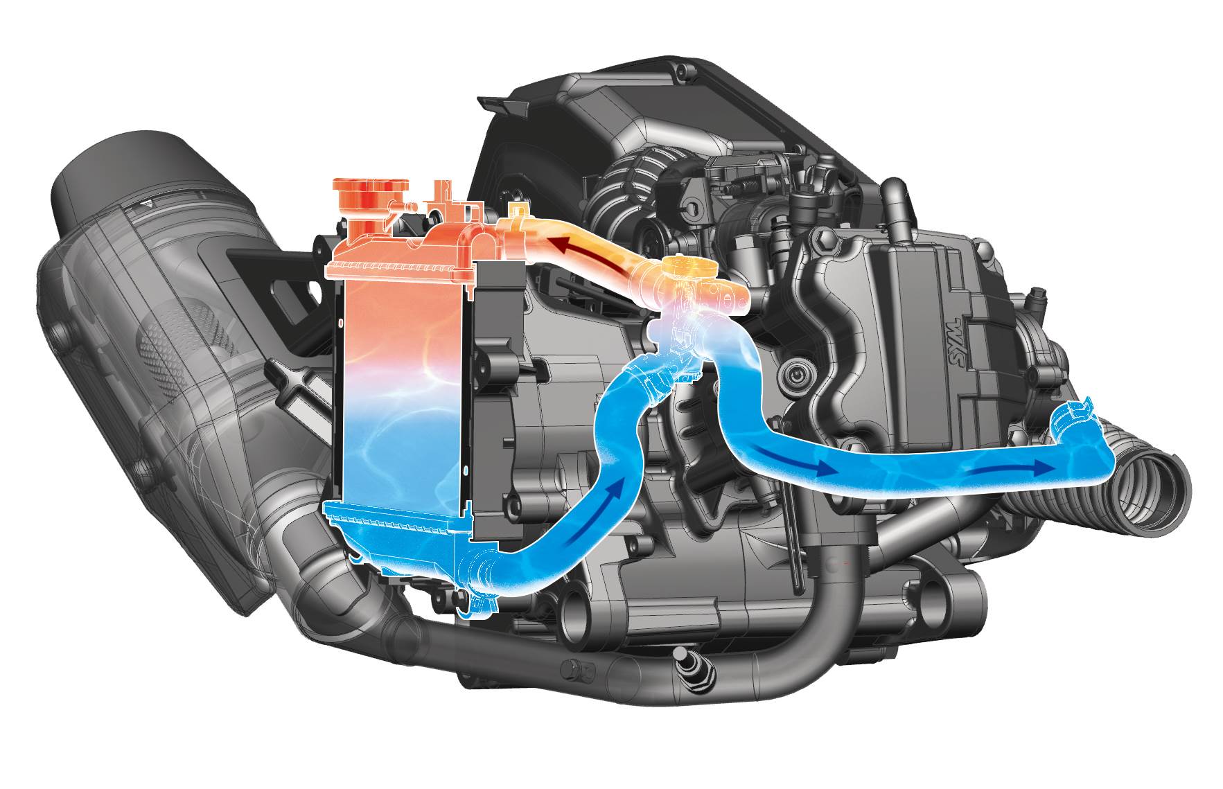 引擎採用全新設計的汽缸頭，是同級距中最省油的車款。（圖／SYM提供）
