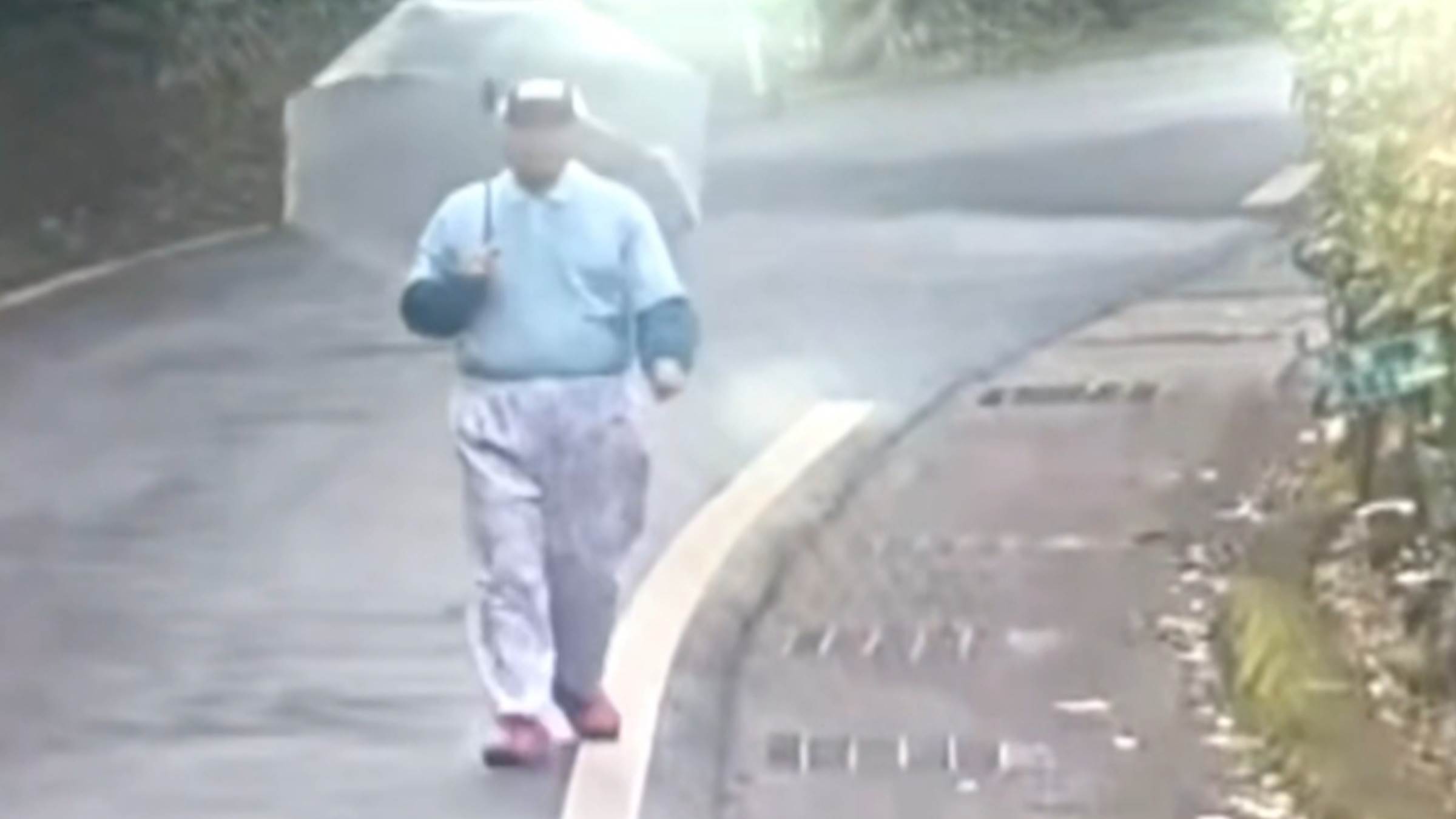 監視器拍下林爸爸失蹤前的模樣，家屬盼望早日尋回他平安回家。（圖／東森新聞）