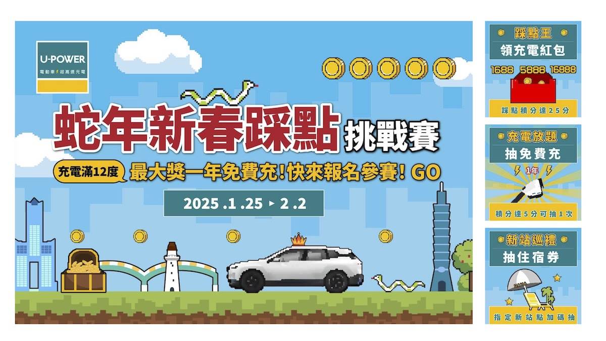 今年「蛇年新春踩點挑戰賽」，迎接會員的將是全臺共41個站點，今年活動特別加入「加權計分」站點概念。（圖／U-Power提供）