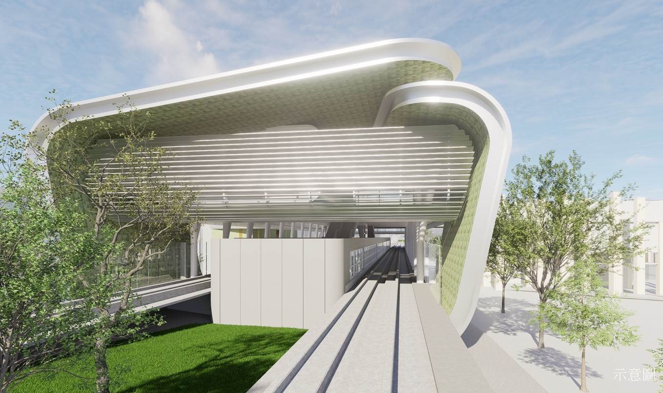 汐止東湖線SB15站模擬圖，車站設計融合現代感與綠建築概念，展現未來捷運空間的創新風貌。（圖／新北市政府提供）