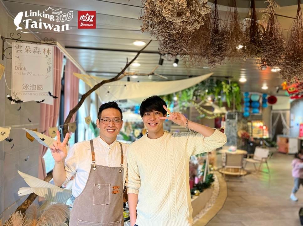 隱匿於山莊的秘境森林咖啡館，巧妙改裝泳池區，打造獨特用餐與遊戲空間。（圖／《恁去台灣》提供）