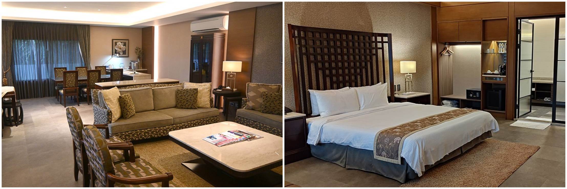 大板根森林溫泉酒店 觀景行館一樓客廳和二樓客房。（圖／業者提供）