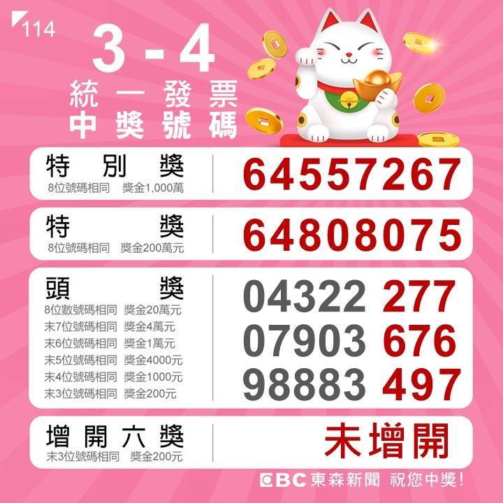 EBC東森新聞_統一發票開獎34