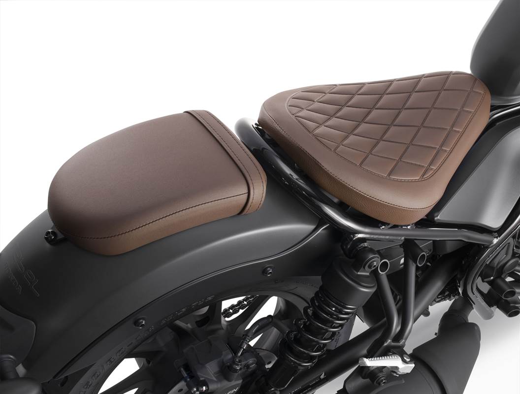 Rebel 500S具備菱格紋風格的黑色特仕坐墊。（圖／台灣本田提供）