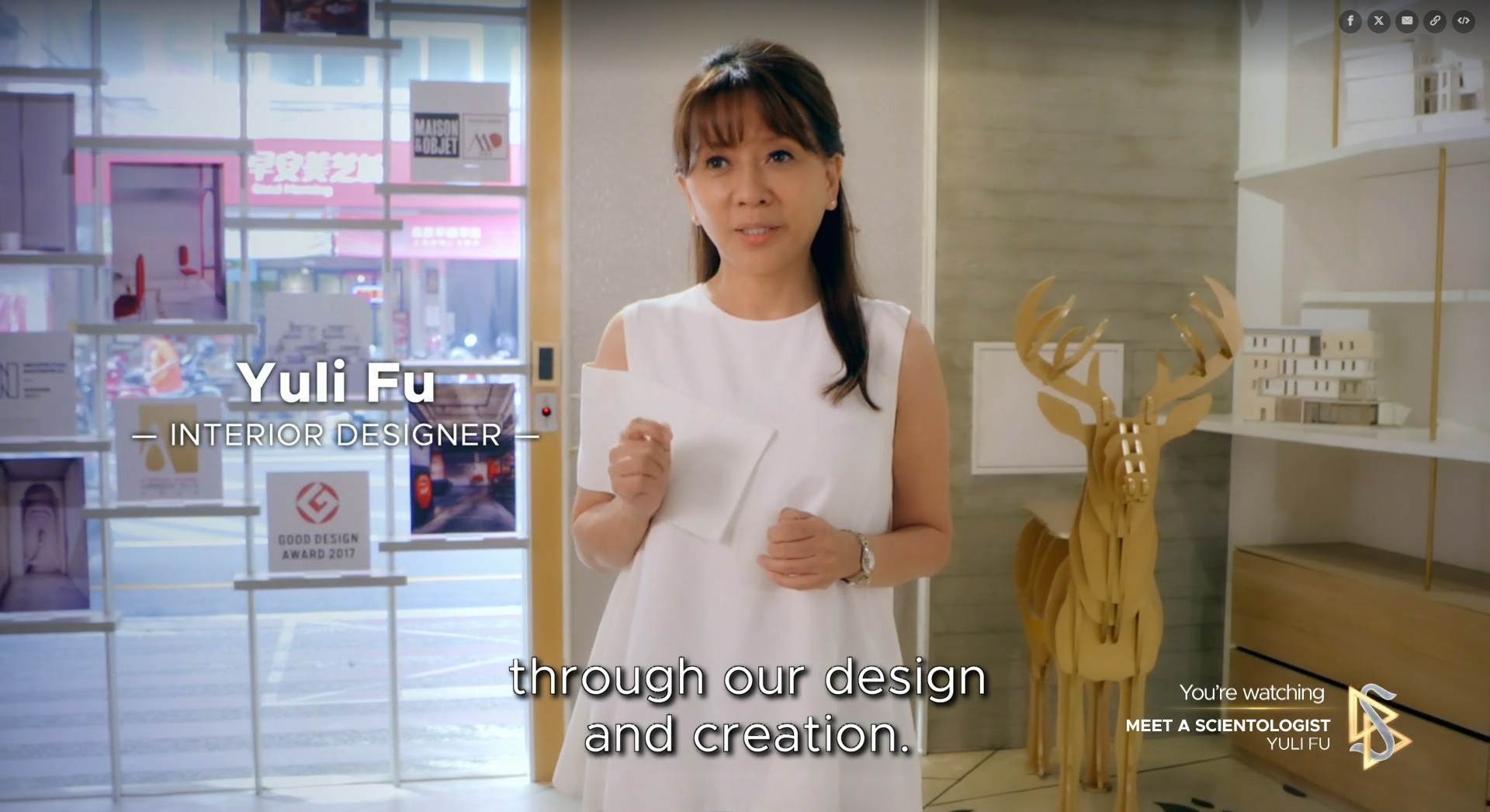 山達基國際媒體跨國為由里總監傅瓊慧拍攝30分鐘紀錄片。（圖／由里國際設計提供）