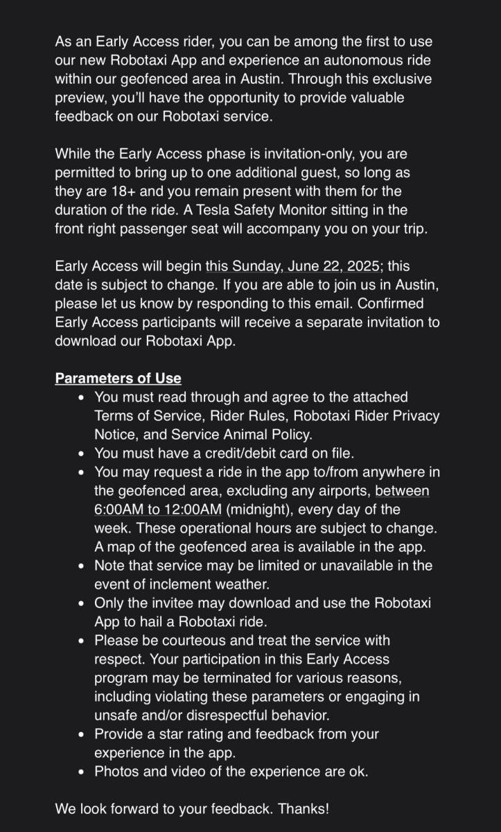 此次的服務僅限部分死忠特斯拉支持者或是網紅可以率先使用，並且有著許多使用規範。（圖／翻攝自X@SawyerMerritt）