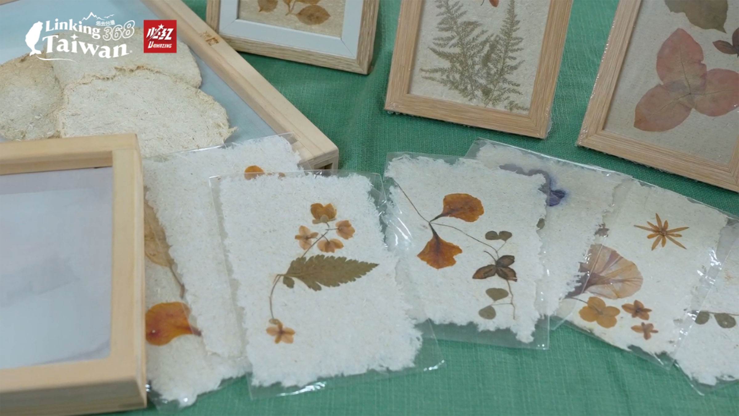 蘆筍的下腳料搖身一變，成為質感細緻的手抄紙，是農業副產物再利用的巧思成果。（圖／《Linking 368 Taiwan 恁去台灣》提供）