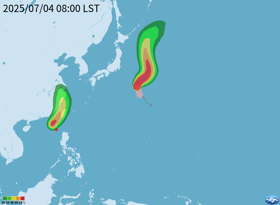 暴風到達時間及機率。（圖／氣象署）