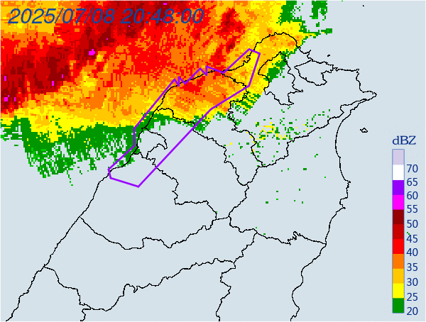 氣象署晚間9時20分發布大雷雨即時訊息。（圖／氣象署）