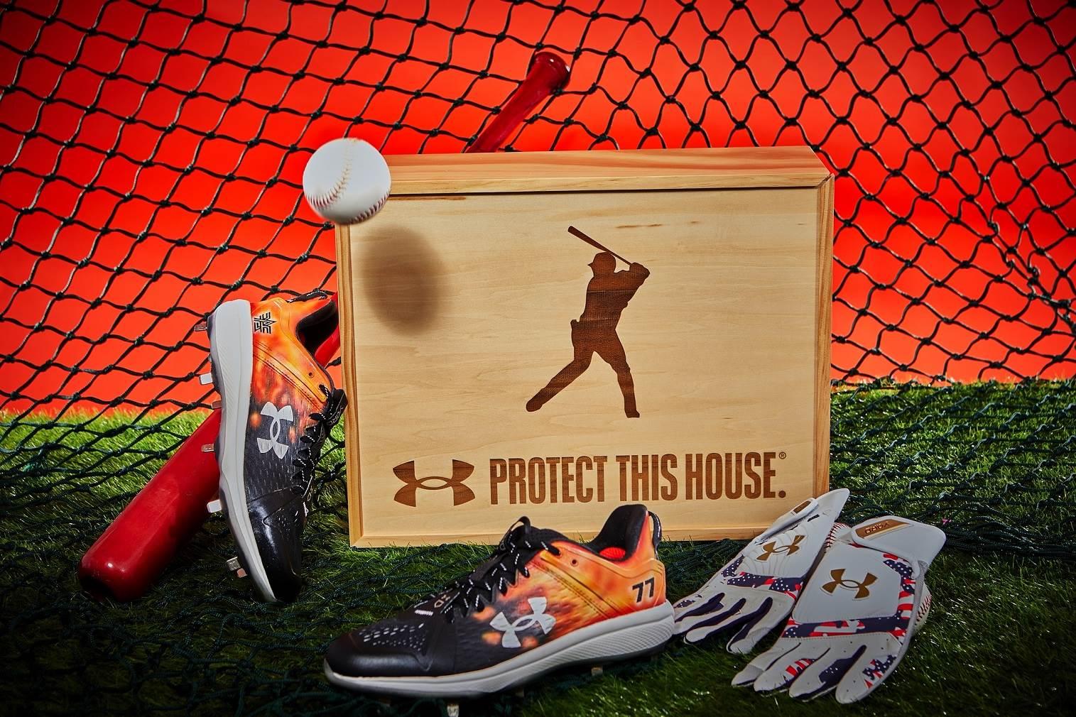 統一7-ELEVEn獅林安可,橘色火焰貫穿整體彩繪鞋,象徵燃起獅隊攻勢衝擊年度總冠軍