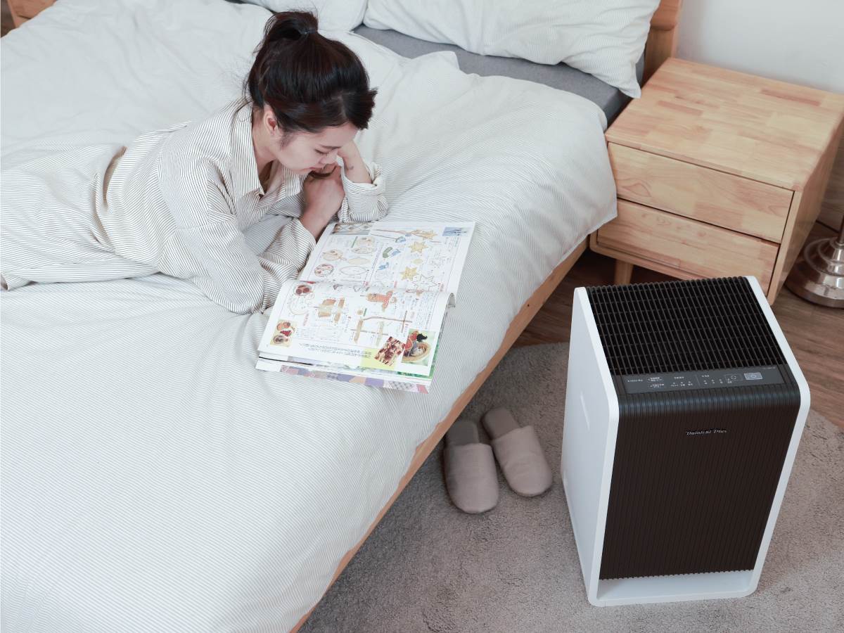 HYBRID空氣清淨機採用獨特的四方環形進氣，超強循環力不只讓室內空氣更清新，也實現全室空氣流通。（圖／大日Dainichi提供）