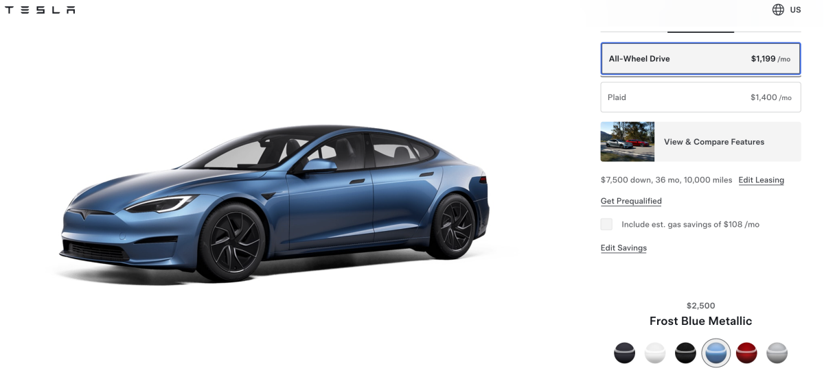 特斯拉不久前才將Model S與Model X進行更新，該更新包括新增了Frost Blue配色。（圖／特斯拉提供）