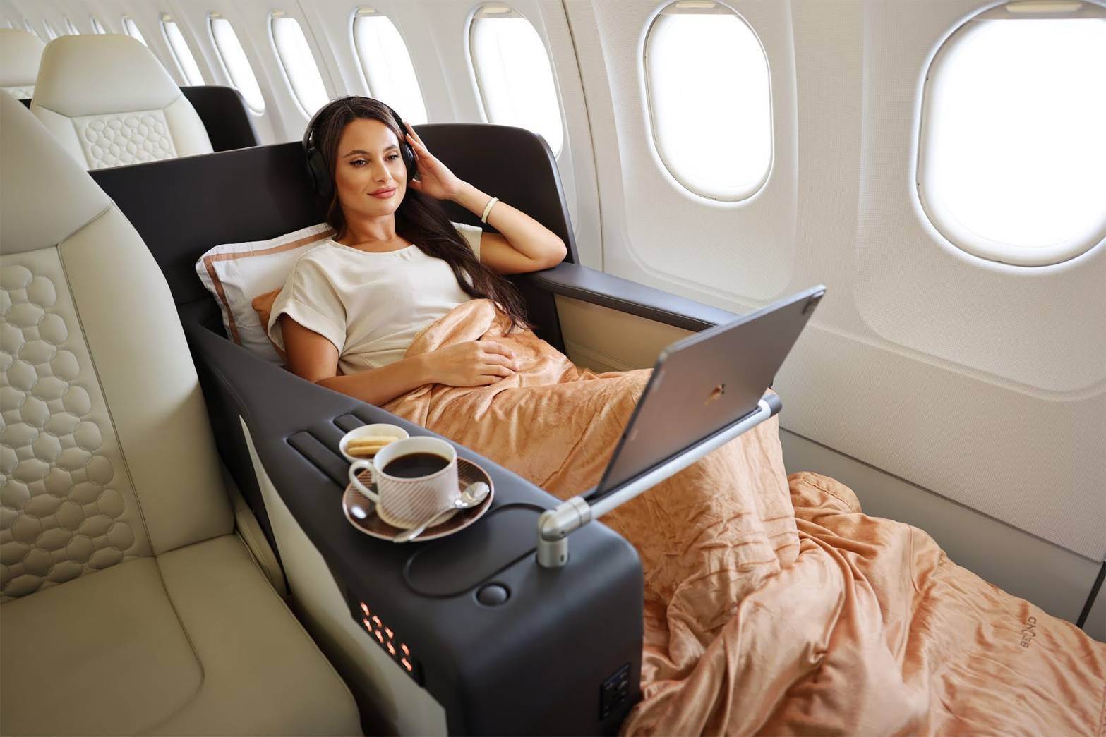  馬爾地夫飛越航空（Beond Airline）主打全機商務艙。翻攝畫面