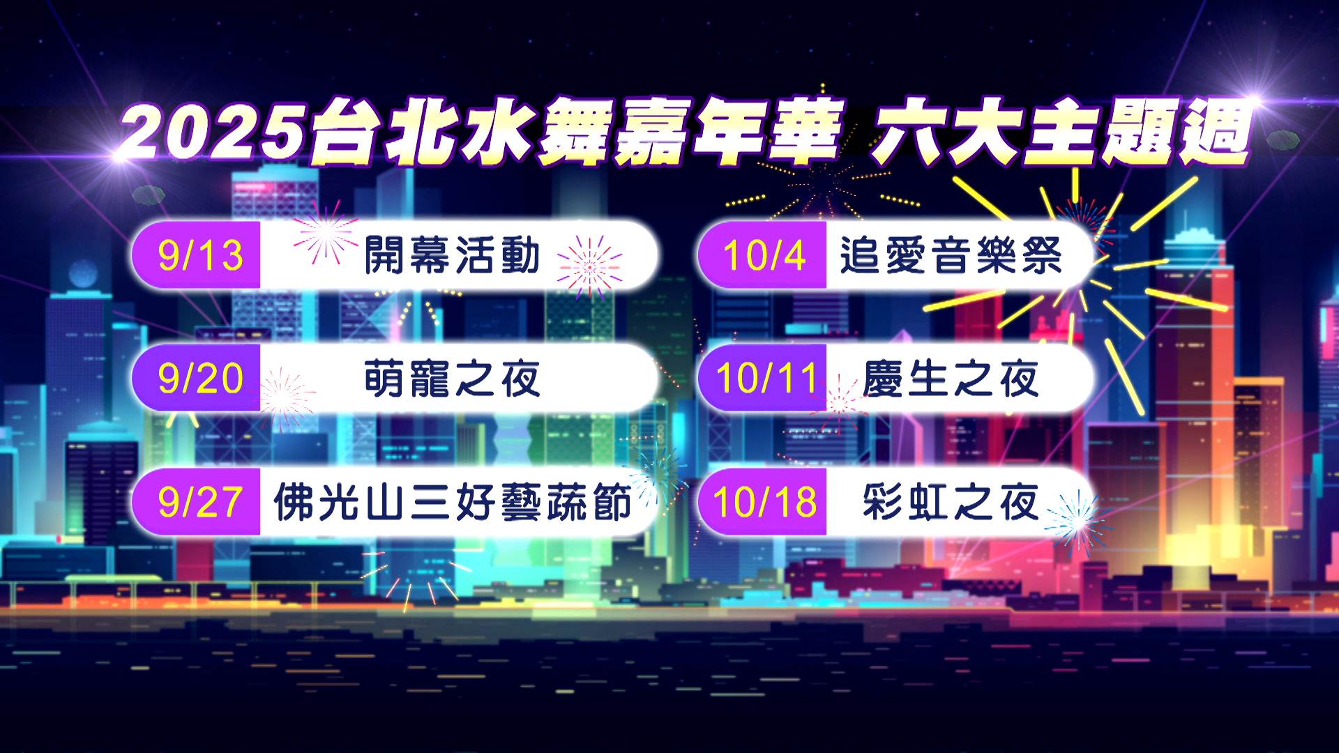 規劃六大主題週，每週六都安排特色活動，其中913開幕活動以及104的追愛音樂祭，將演出水火共舞以及人水共舞的華麗演出。（圖／東森新聞）