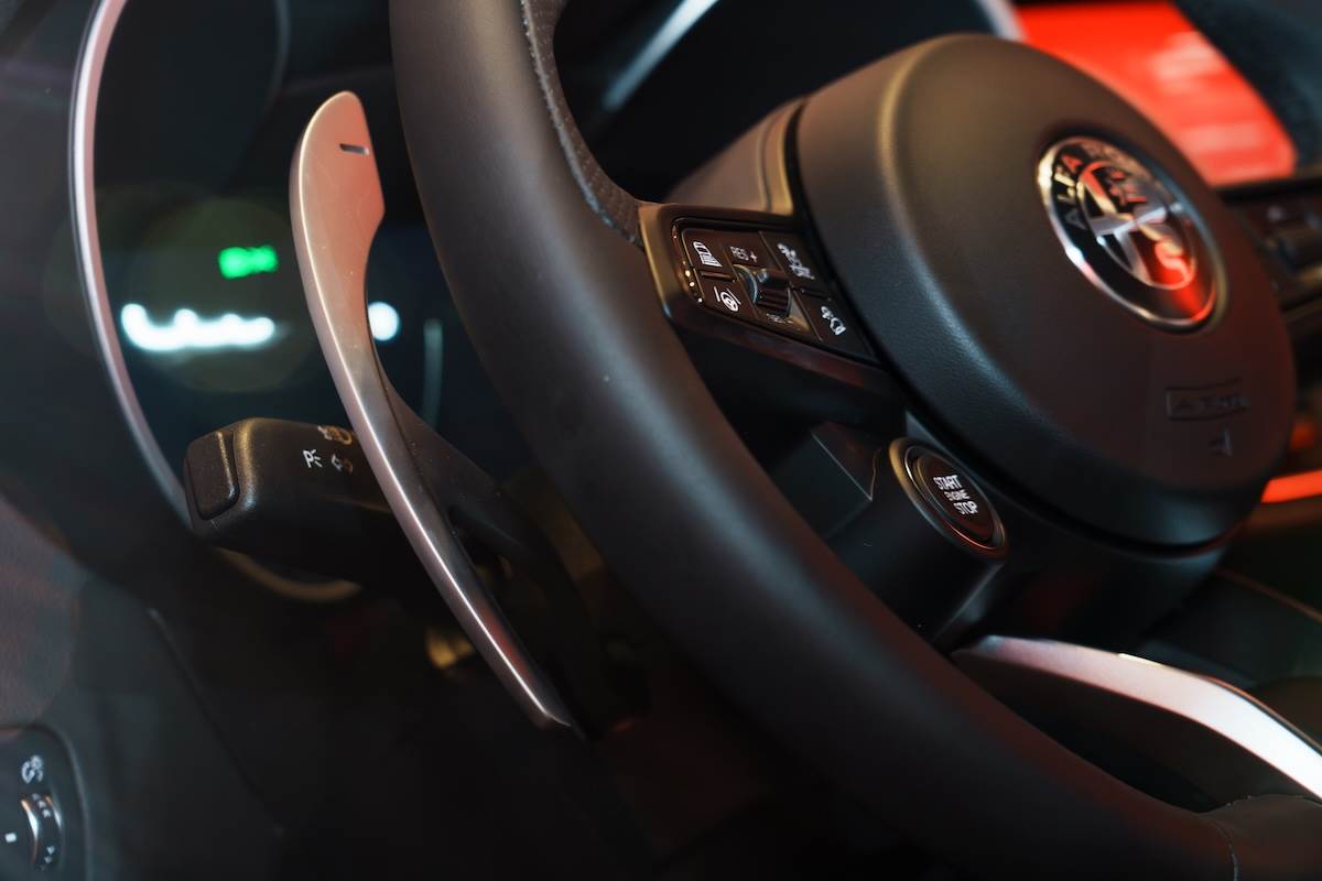 巨大鋁合金換檔撥片，方向盤左側按鍵則可操控ADAS先進駕駛輔助系統。（圖／林昱丞攝影）