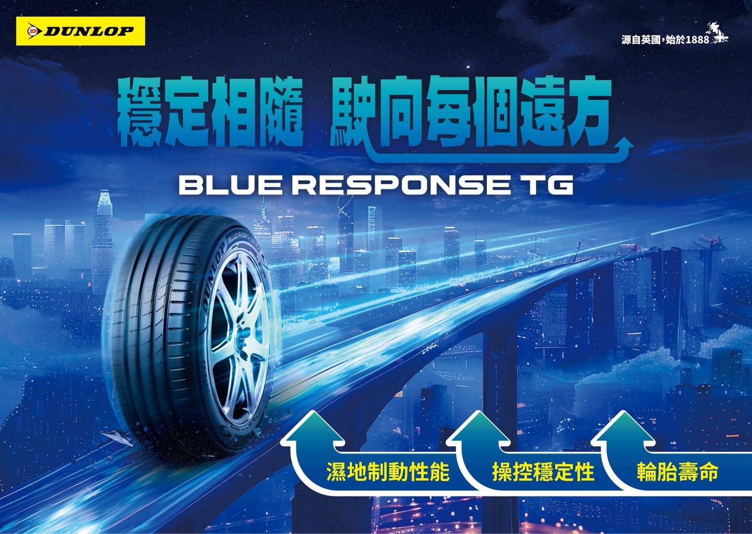 BLUE RESPONSE TG 為追求精準駕馭與綠色永續的車主帶來全新選擇。（圖／登祿普提供）