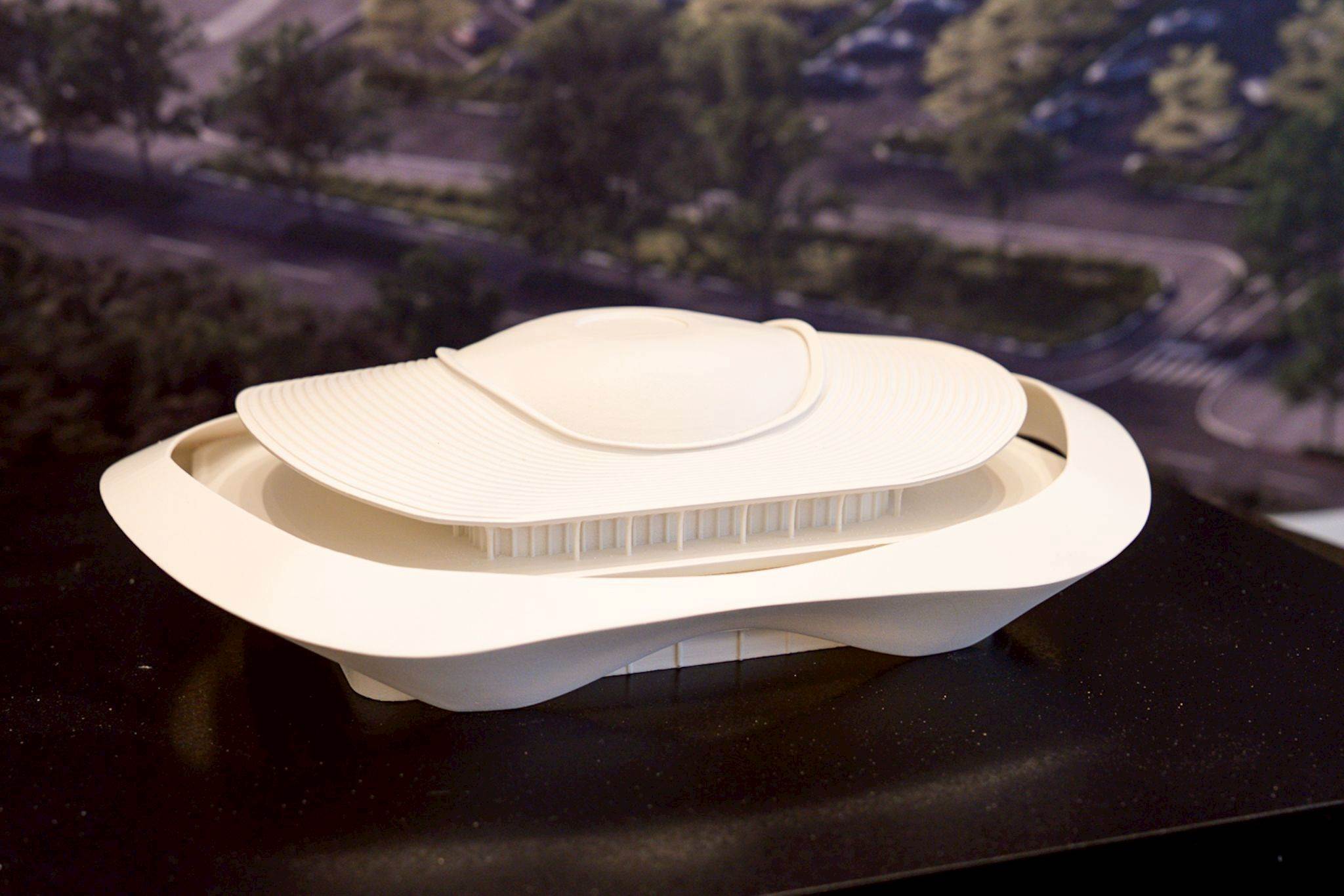 淡水巨蛋模型示意。