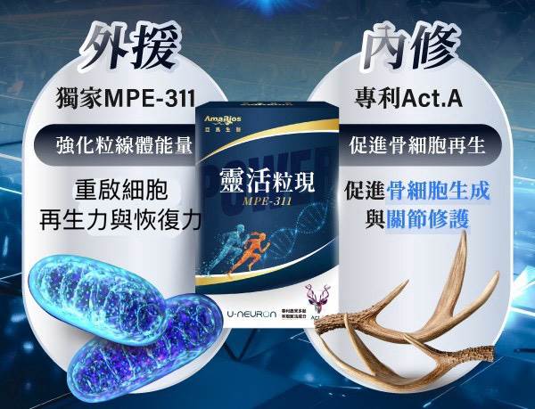 台灣亞馬生醫研發核心成分「MPE-311」，以天然植化素白皮杉醇為關鍵，啟動粒線體修復與能量再生，讓細胞重啟年輕動能。（圖／亞馬生醫提供）