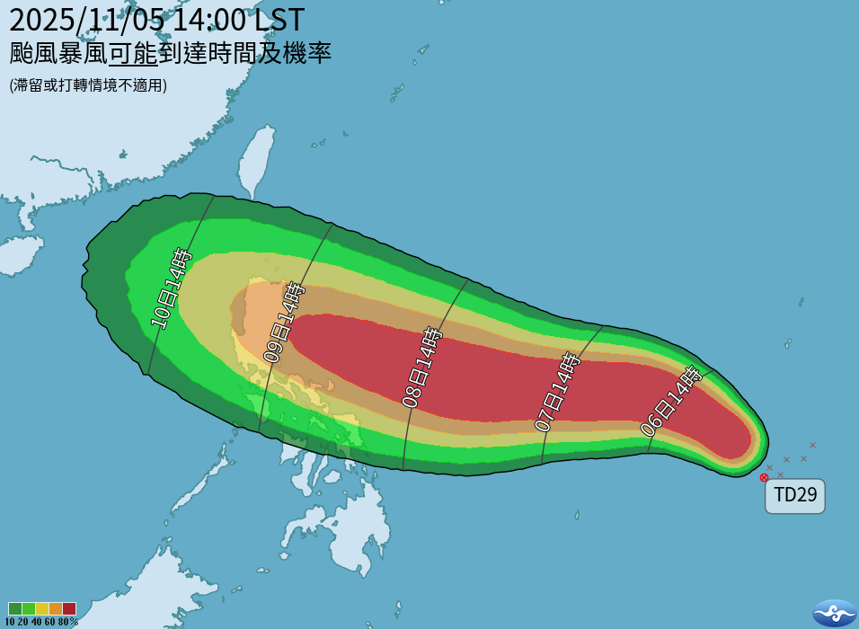 TD29隨時可能成為今年的第26號颱風鳳凰。（圖／氣象署）