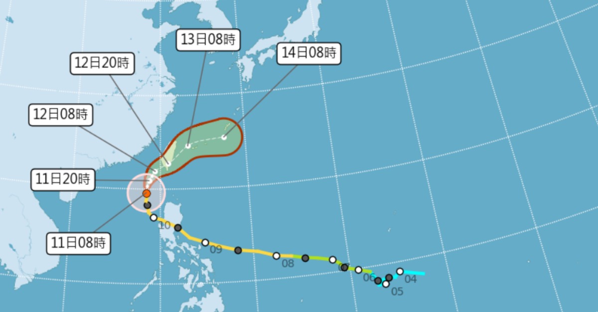 鳳凰登陸地點略有南修。（圖／氣象署）