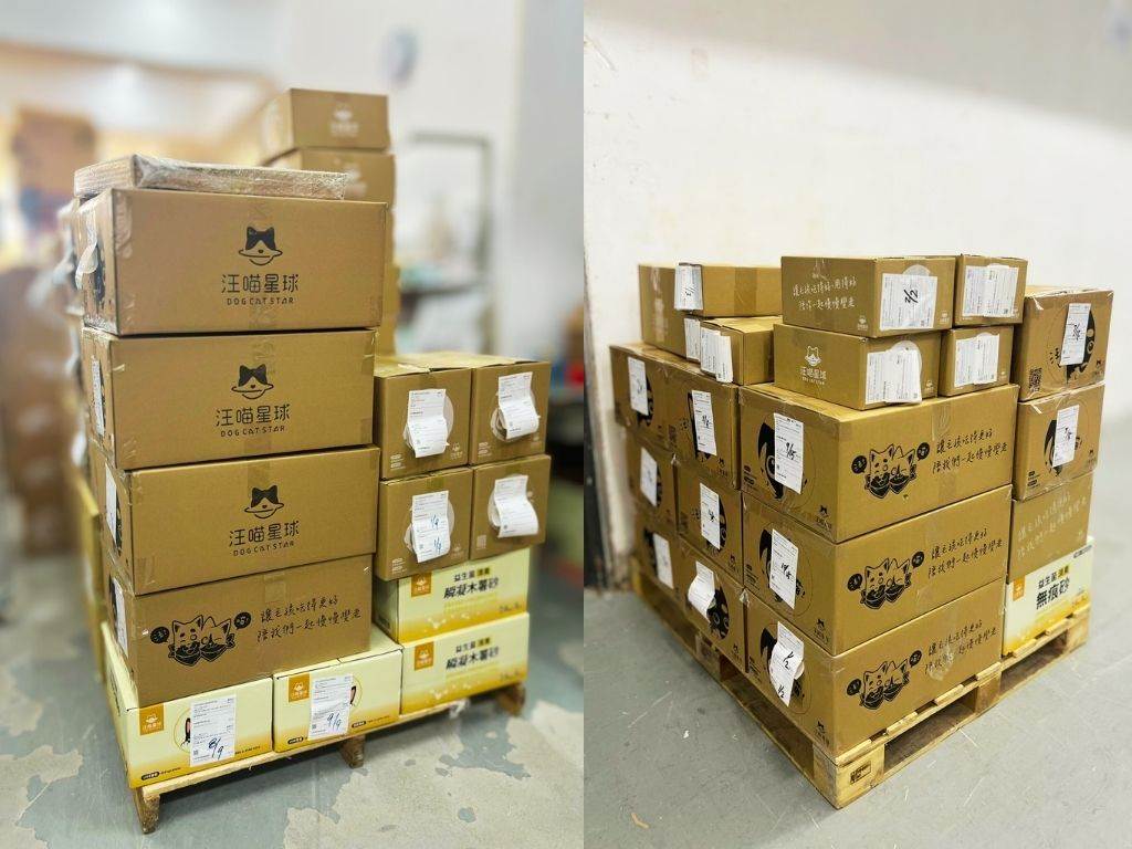 圖二_汪喵星球啟動宏福苑受災寵物援助行動，物資包含貓砂、主食罐、乾糧與保健品。後續將由香港物流夥伴 GOLS 無償協助配送，送往受災家庭與救援單位。（汪喵星球_提供）