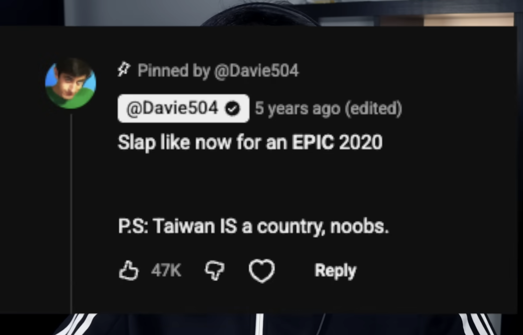 業配公司要求刪除敏感留言:「Taiwan is a country , noobs」。翻攝畫面