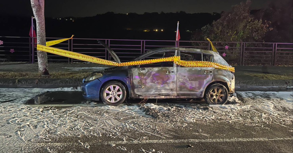 台中東勢火燒車，一名女子在車上身亡。（圖／警方提供）